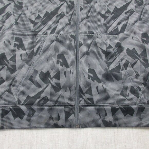 Under armour Hoodie Mens Large Gray Geometric Fleece Lined Loose Fit Full Zipper - Picture 5 of 11